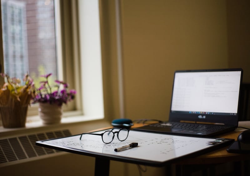Writing on a laptop